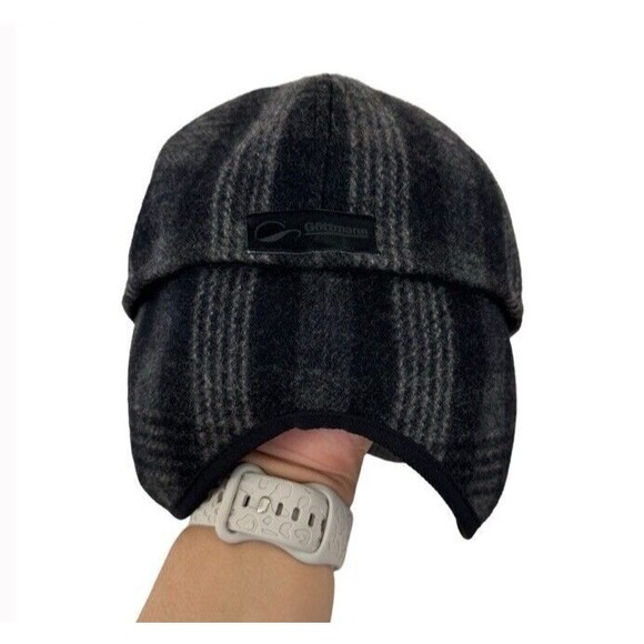 GOTTMAN Casual Wool Cap Tuck Away Ear Cuffs Black Gray Plaid Winter Small EUC - Picture 7 of 9